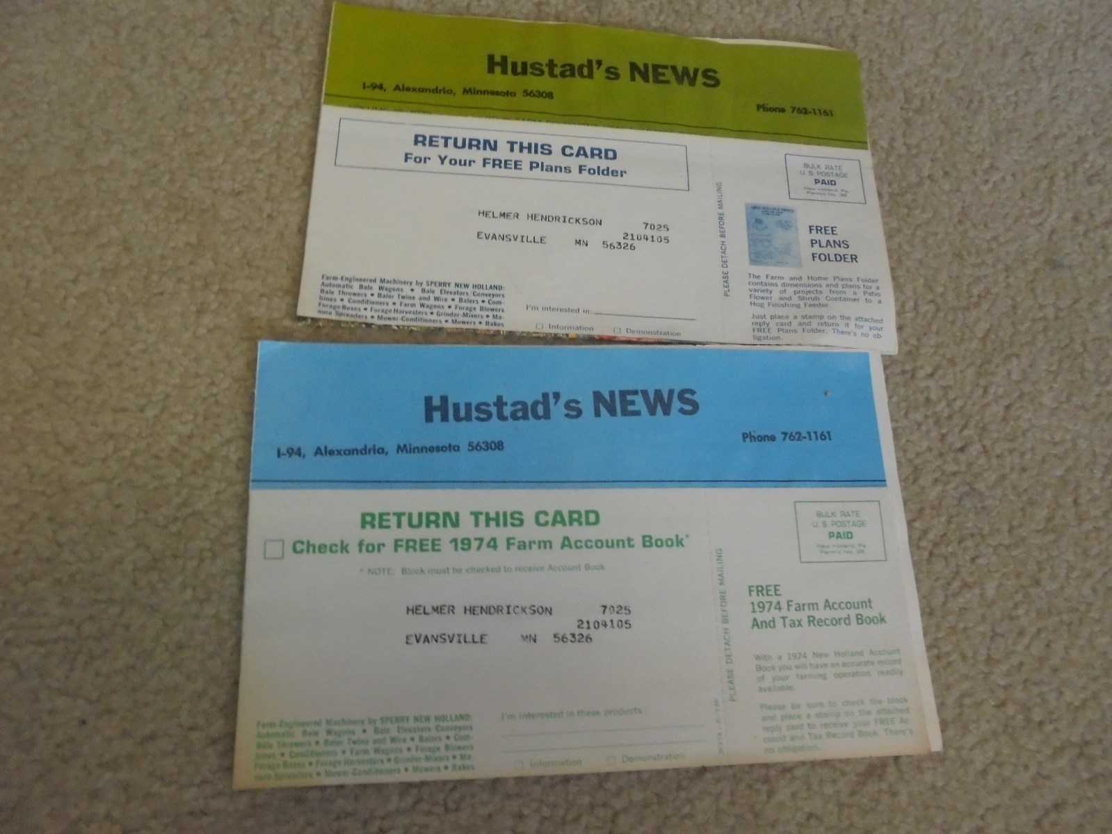 Vintage Two Hustad’s Sperry New Holland news letters