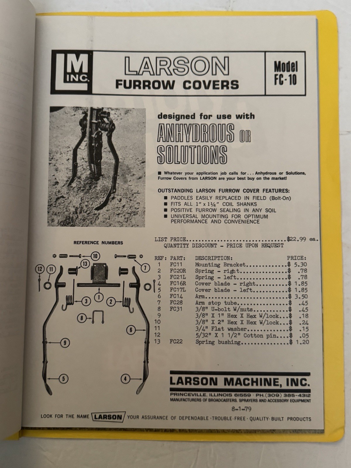 Vintage 1979 Larson Machine Catalog Agricultural Farming Equipment Catalog Price