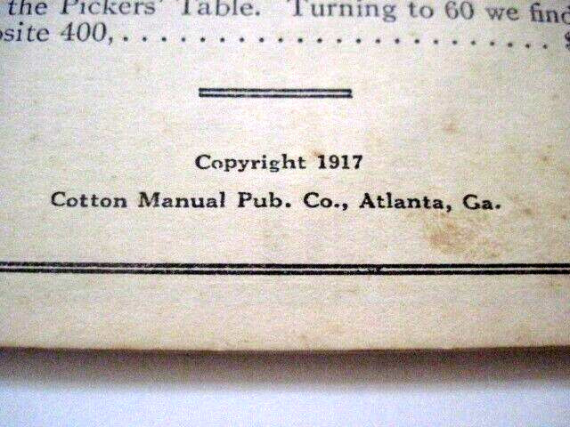 1917 Booklet “Cotton Calculator” Compliments of “First Guaranty State Bank” TX*