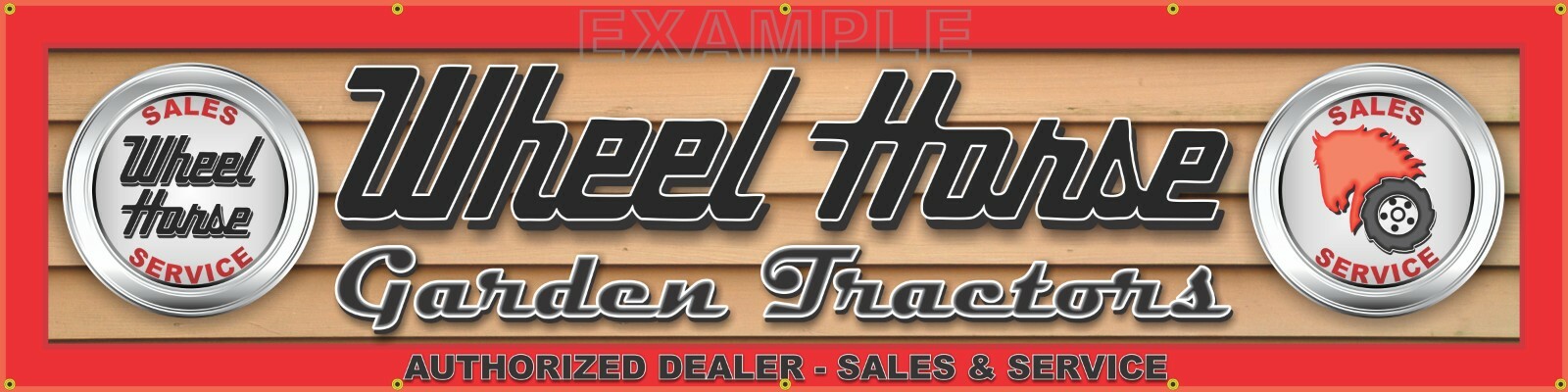 WHEEL HORSE GARDEN TRACTORS LAWN EQUIPMENT DEALER LETTER SIGN BANNER 24″ x 96″