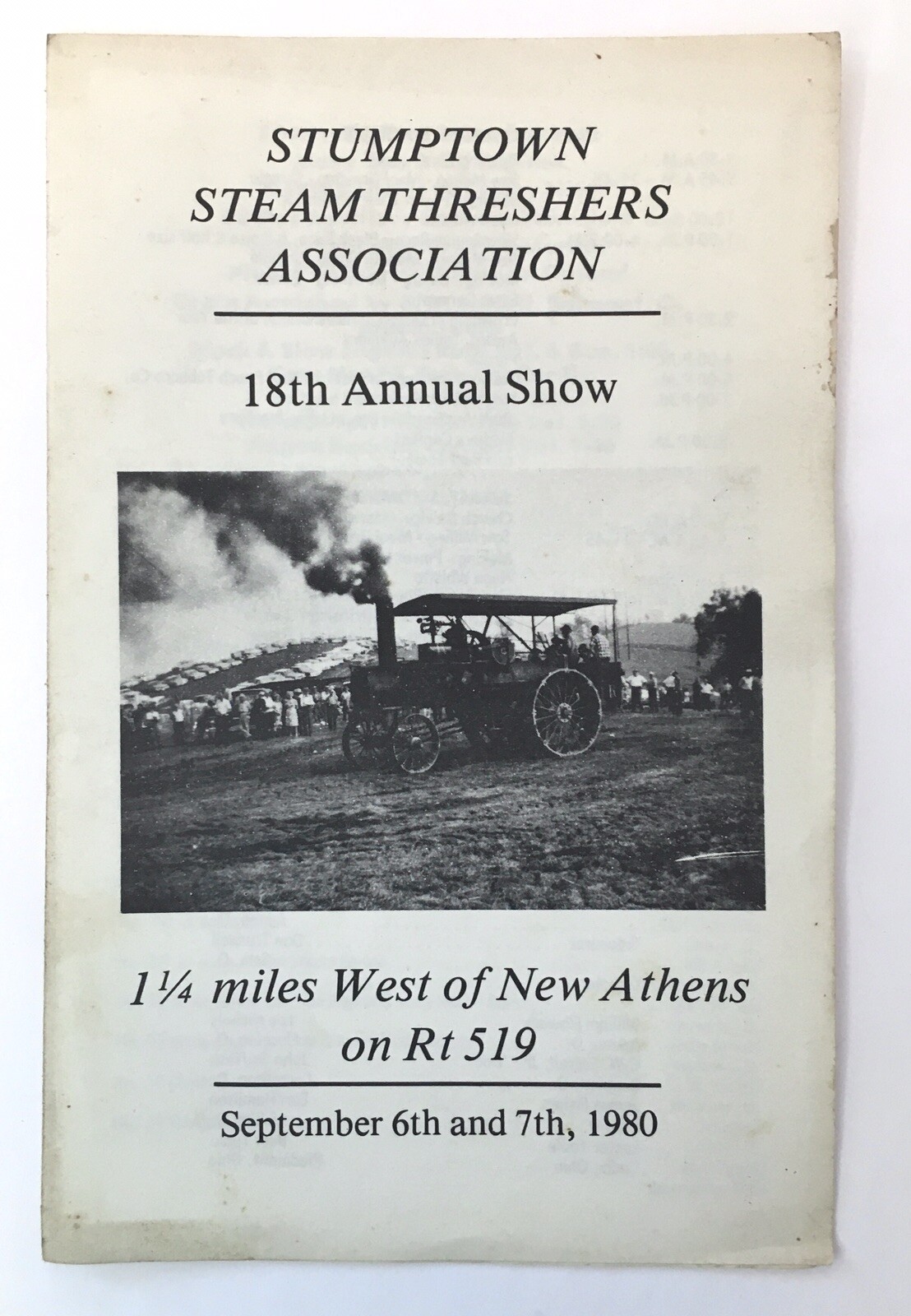 Stumptown Steam Threshers Association Annual Show Program 1980 Ohio Tractors