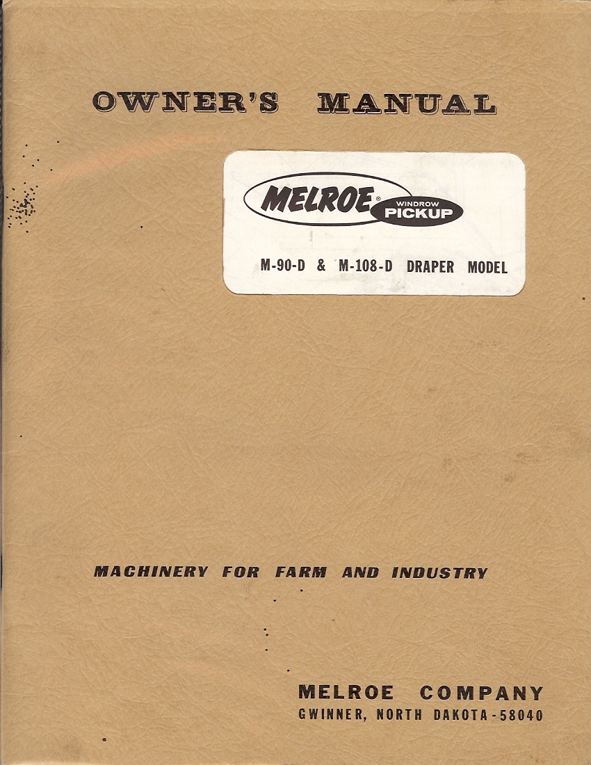 Farm Manual – Melroe – M-99-D M-108-D – Draper Windrow – Owner’s – 1968 (FM267)