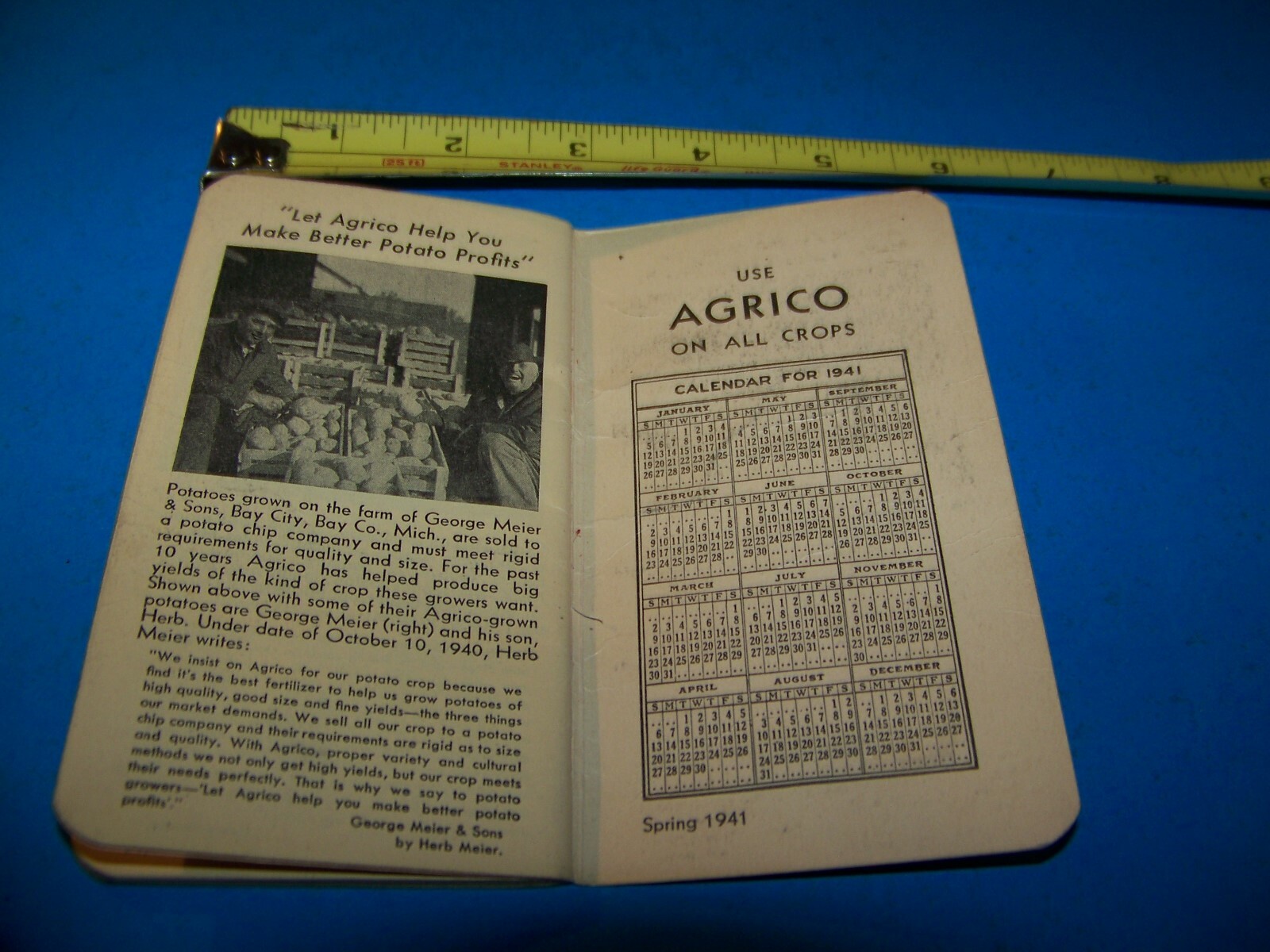 Agrico Fertilizer “Daily Reminder” Memo Booklet Vintage 1941