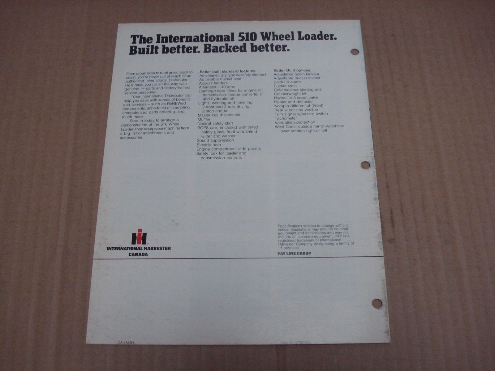 International 510 Wheel Loader Brochure