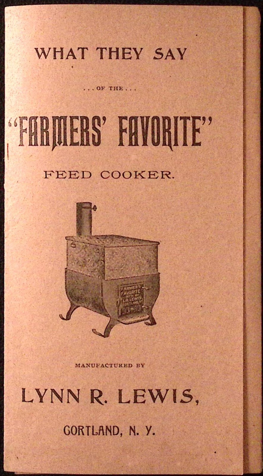 Farmers Favorite Feed Cooker Testimonial Brochure c1920s Cortland NY 3.25 x 6″
