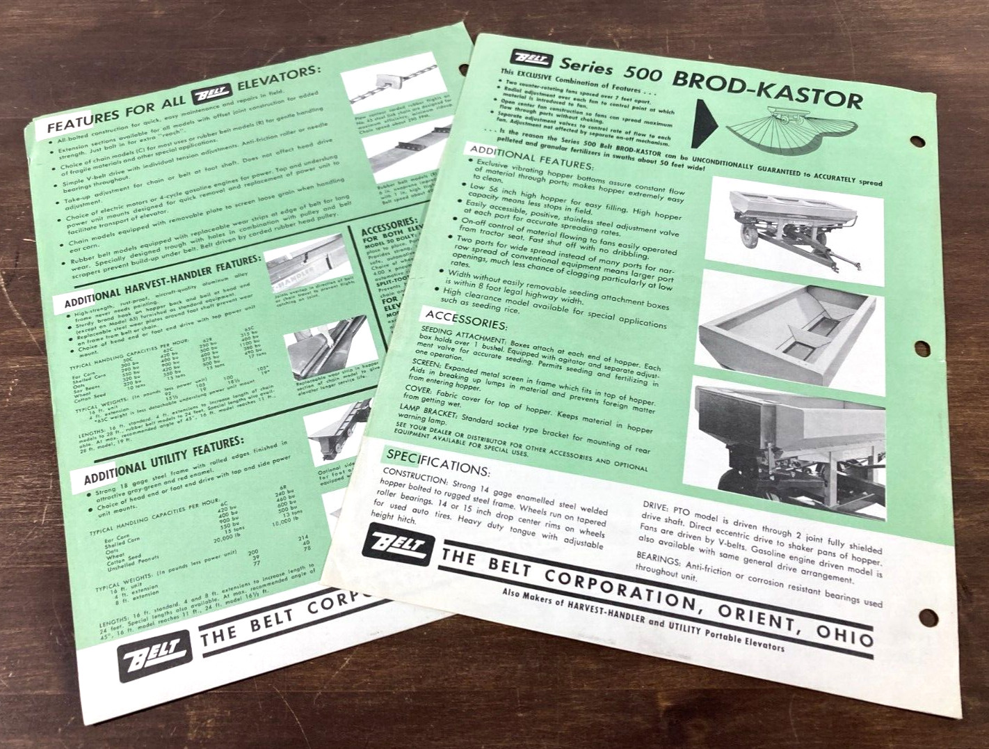 Belt Corporation Harvest Handler & Brod-Kastor 1960’s Brochure Lot Orient Ohio