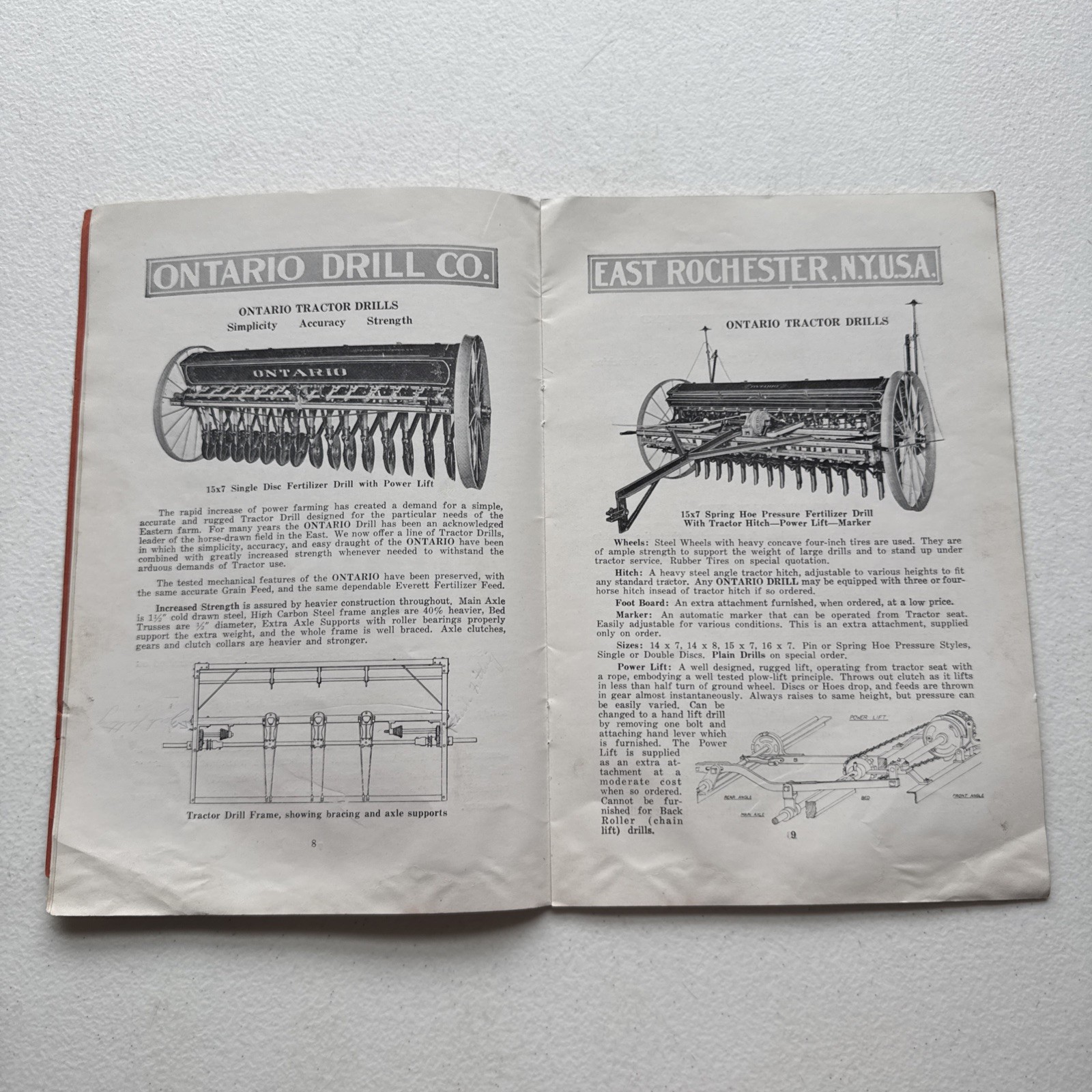 Vintage Ontario Drill Co. Grain & Fertilizer Drills Catalog East Rochester, NY
