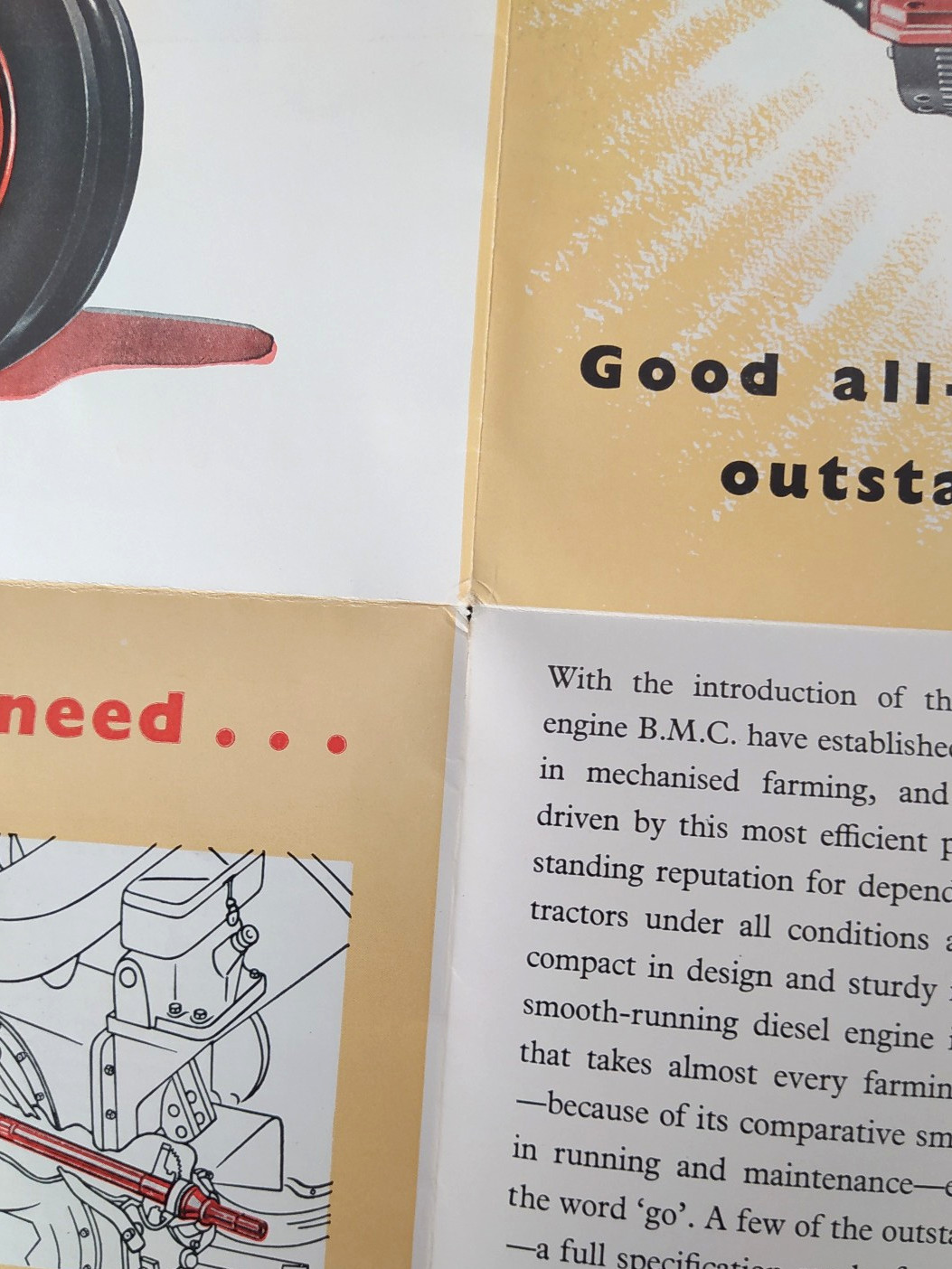 VINTAGE NUFFIELD THREE UNIVERSAL TRACTOR BROCHURE -POSTER 1950’s