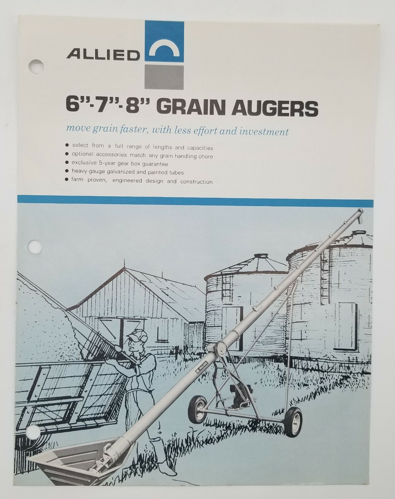 Vintage Allied 6″ 7″ 8″ Grain Augers Chicago Sales & Dealer Advertising Brochure