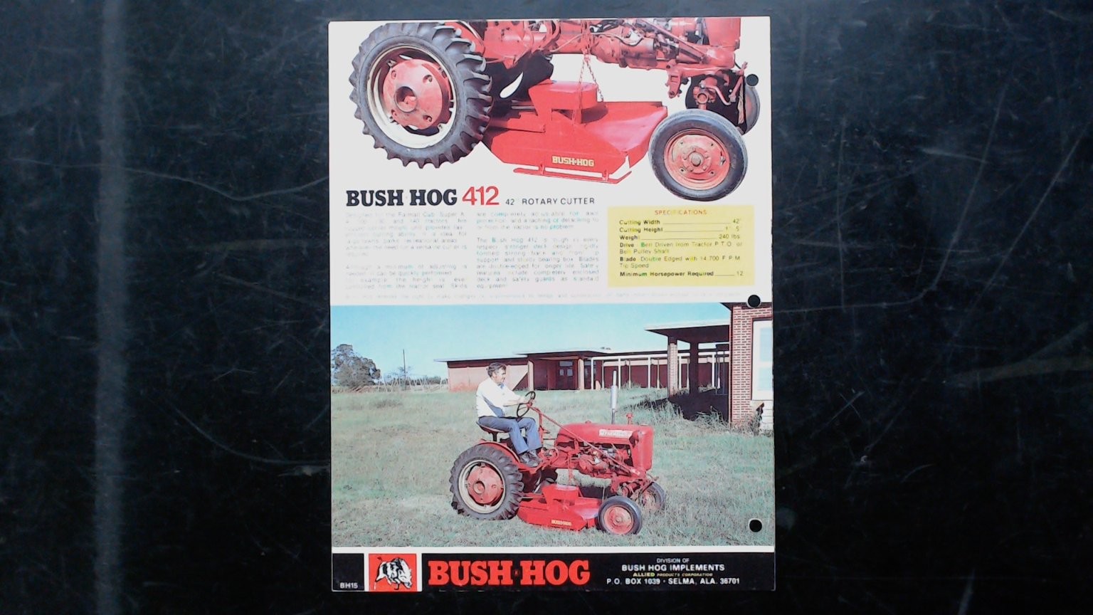 Bush Hog Lawn Maintenance Equipment Vintage Brochure Rotary Cutters