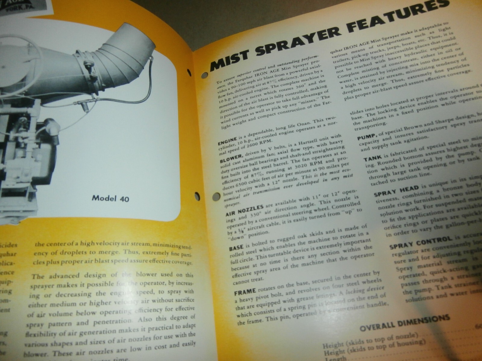 2 Vintage Farquhar Iron Age York PA Super Mist Sprayer Brochures 125 & 40