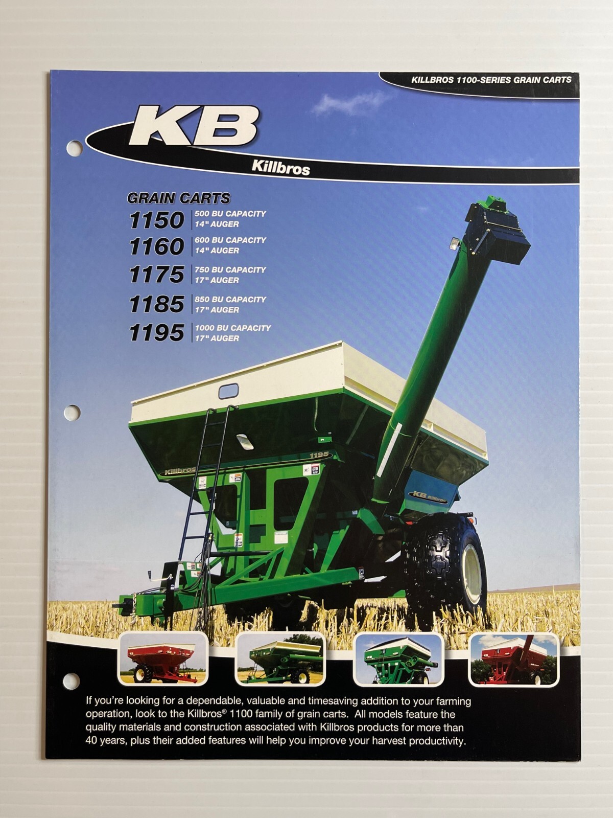 Killbros Model 1150 – 1195 Grain Cart Sales Brochure (Original Brochure) *2008*