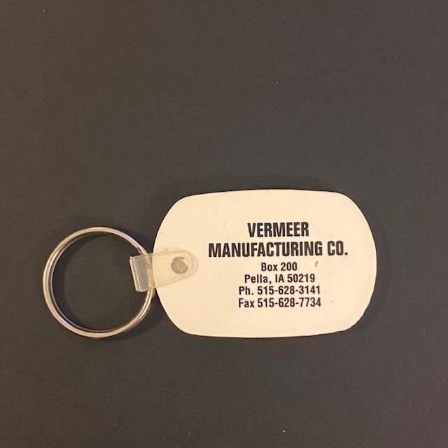 Vintage Pella Iowa Vermeer Manufacturing Farm Ag Equipment IA Keychain Key Ring