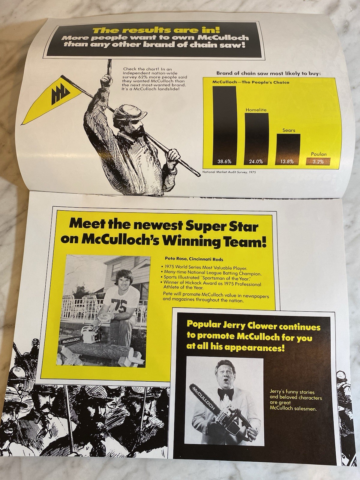 1976 McCulloch Chainsaw Original Advertising Brochure The People’s Choice