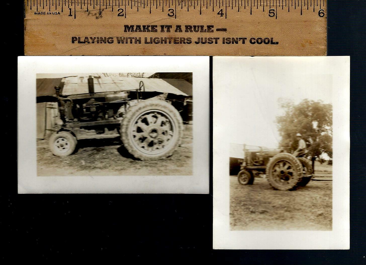 Vintage 2 Photos of old Tractor – John Deere, Ford, International, etc -Not Sure