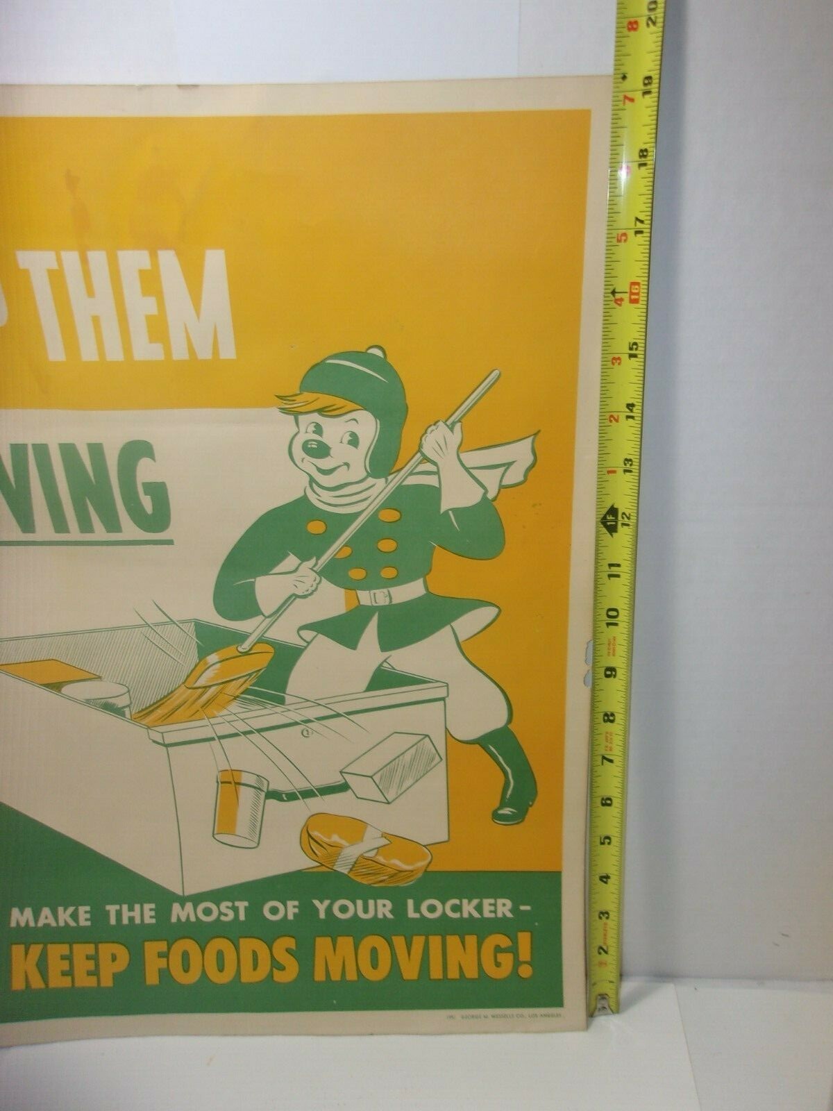1950’s Vintage Meat Locker Butcher Shop Ad Farm Cattle Beef Paper Sign Poster