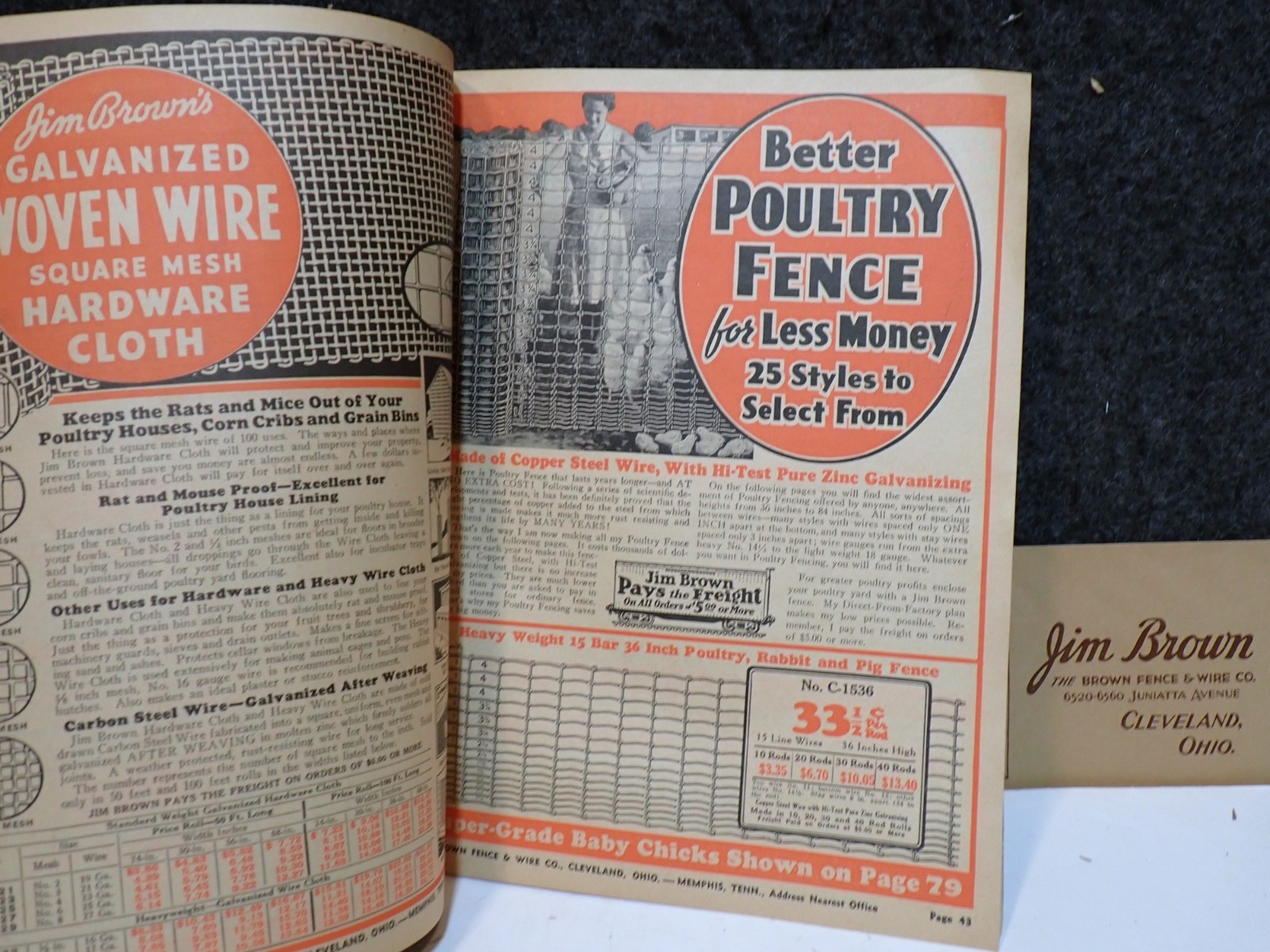 1937 JIM BROWN’S FENCE & BARB WIRE PAINT HORSE HARNESS STOVE FARMING CATALOG