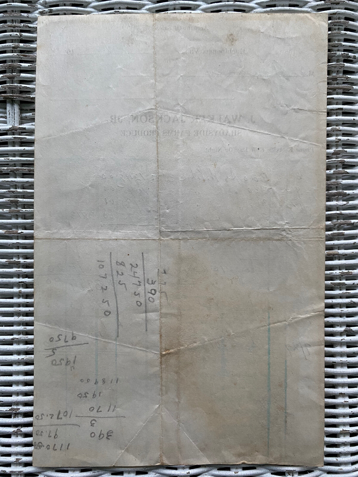 J Walker Jackson Shadyside Farms Produce Machipongo Va Invoice