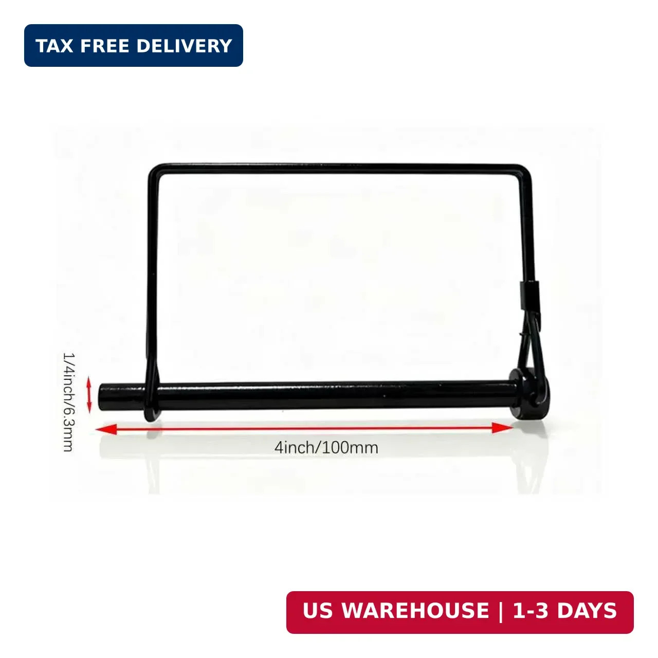 4 Pack 1/4 X 4 Inch Trailer Hitch Pin Black Heavy Duty Steel Trailer Coupler Pin