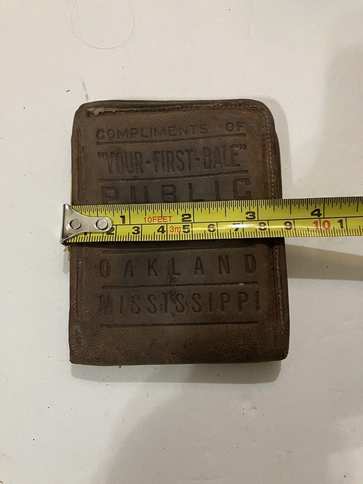 Vintage Mississippi Gin Leather Wallet First Bale Of Cotton Advertising