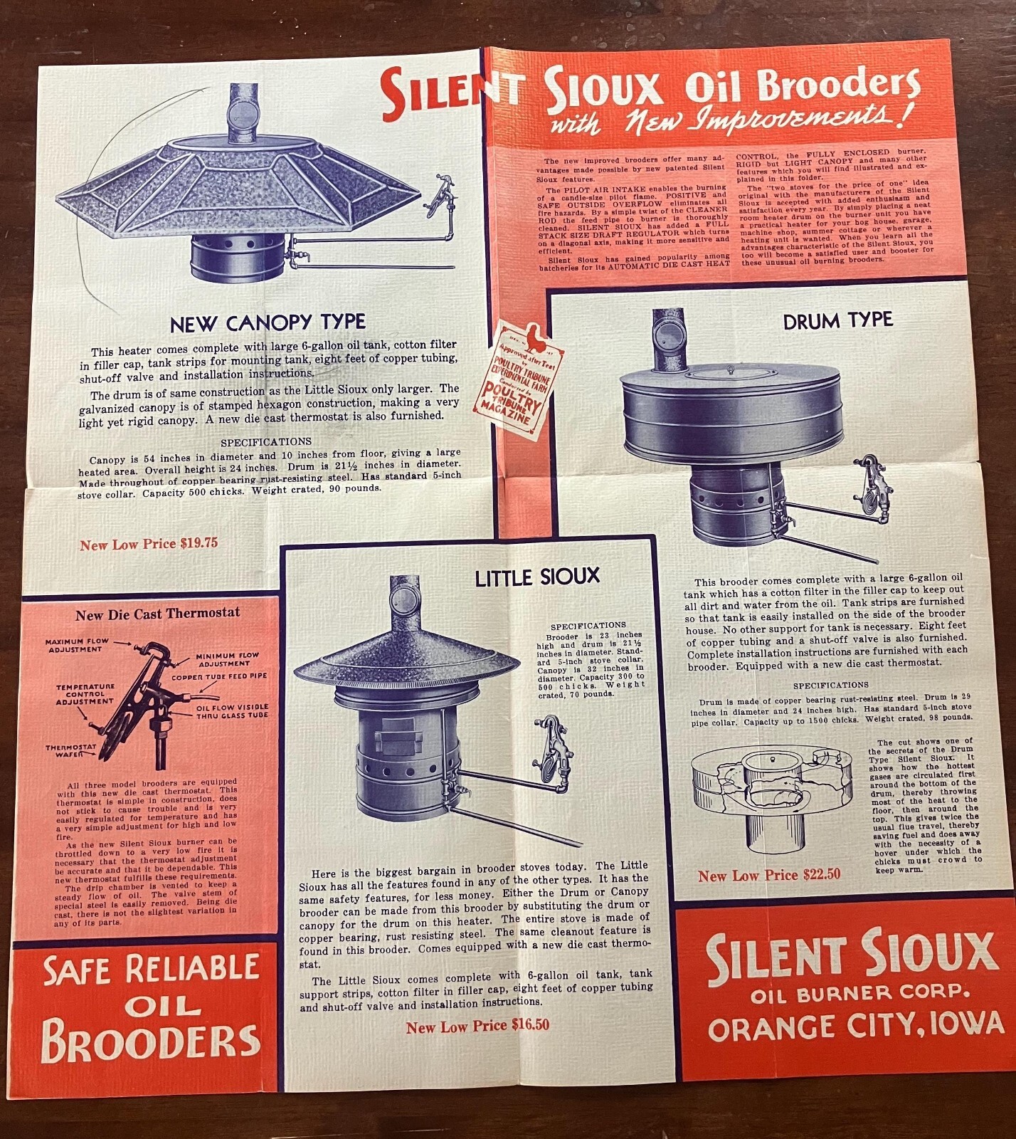 1930’s Silent Sioux Oil Brooder Fold Out Advertising Brochure Frantz Poultry Far