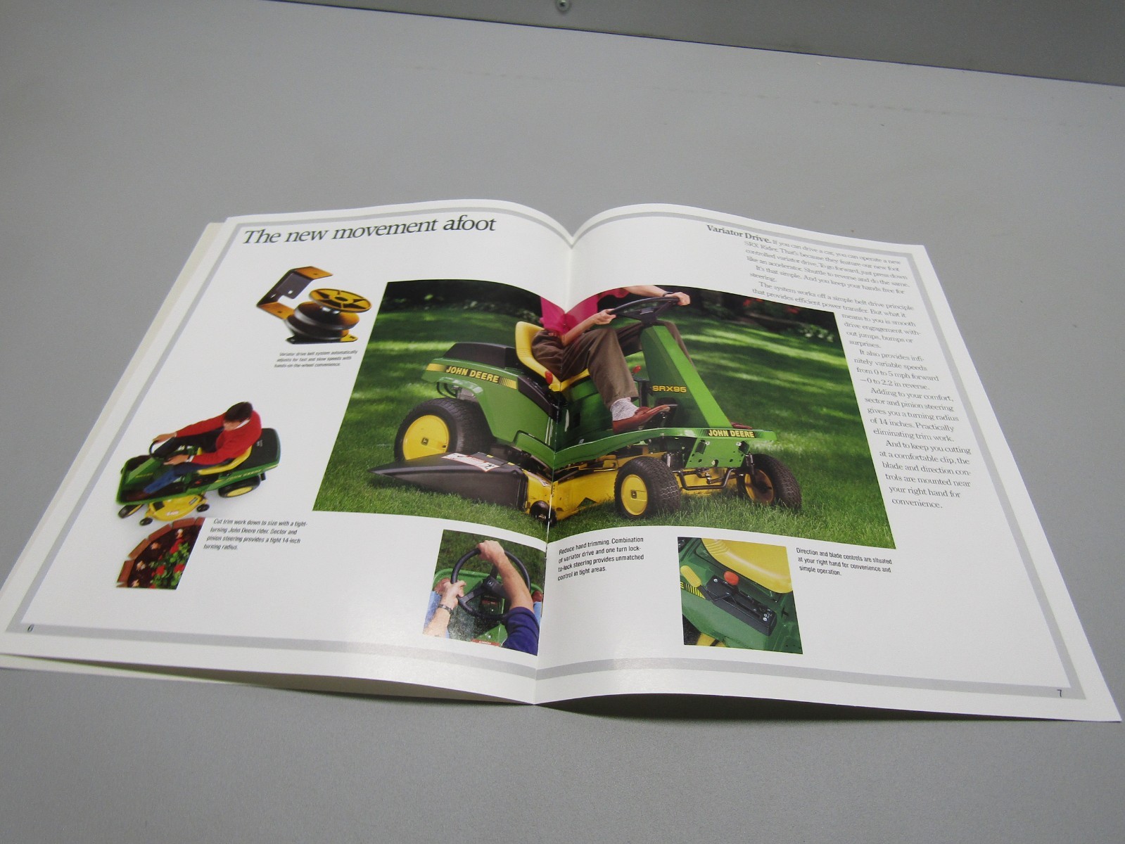JOHN DEERE RIDER MOWERS GX70 GX75 SRX75 SRX95 DEALER SALES BROCHURE UNKNOWN YEAR