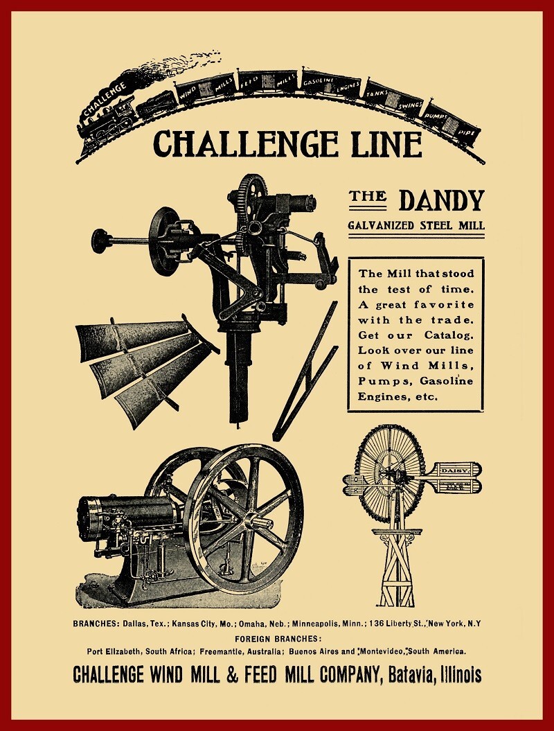 1905 Challenge Wind Mill Co. Batavia Illinois NEW Sign: 24×30″ USA STEEL XL Size