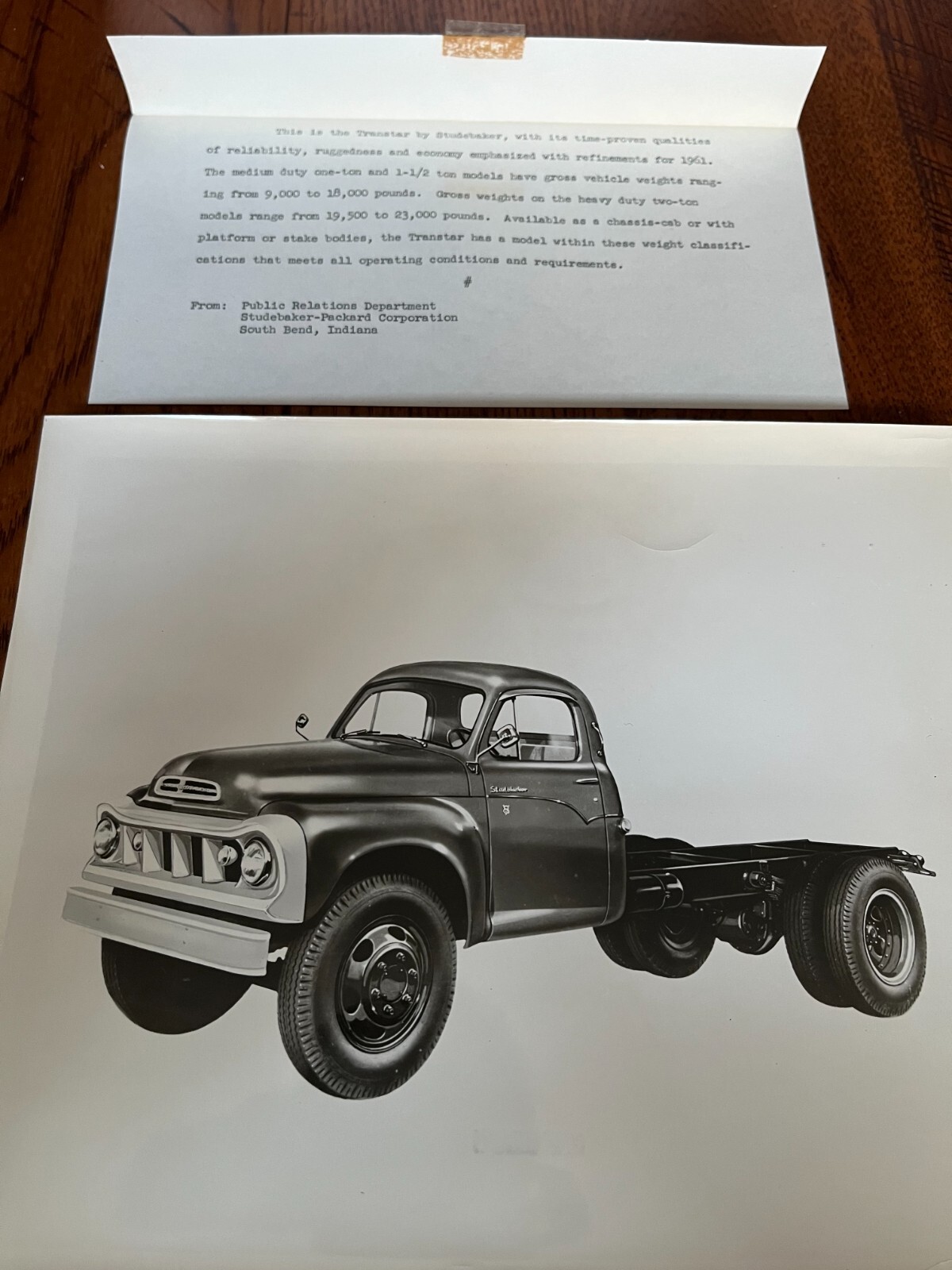Studebaker Medium Duty Truck Picture Brochure SMPA