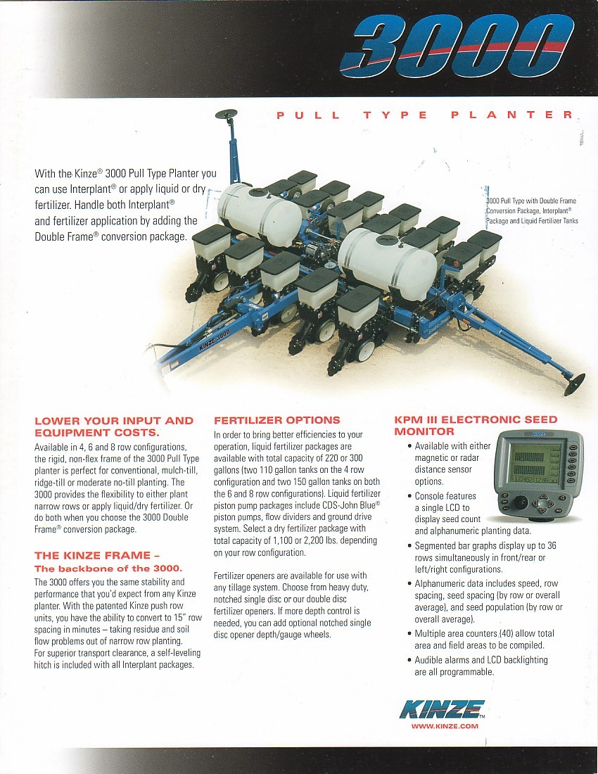 Farm Equipment Brochure – Kinze – 3000 – Pull Type Planter – 2009 (F2425)