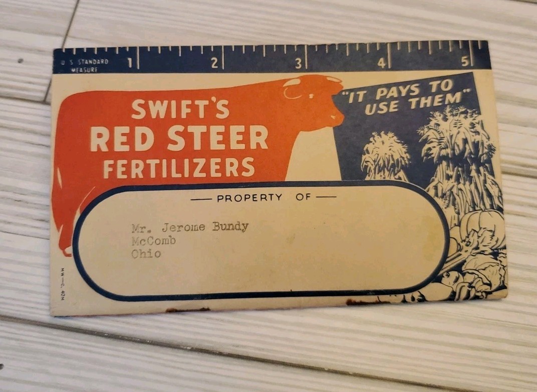 1942 Swift’s Red Steer Fertilizers Guide & Memo Book Unused 3″x5″