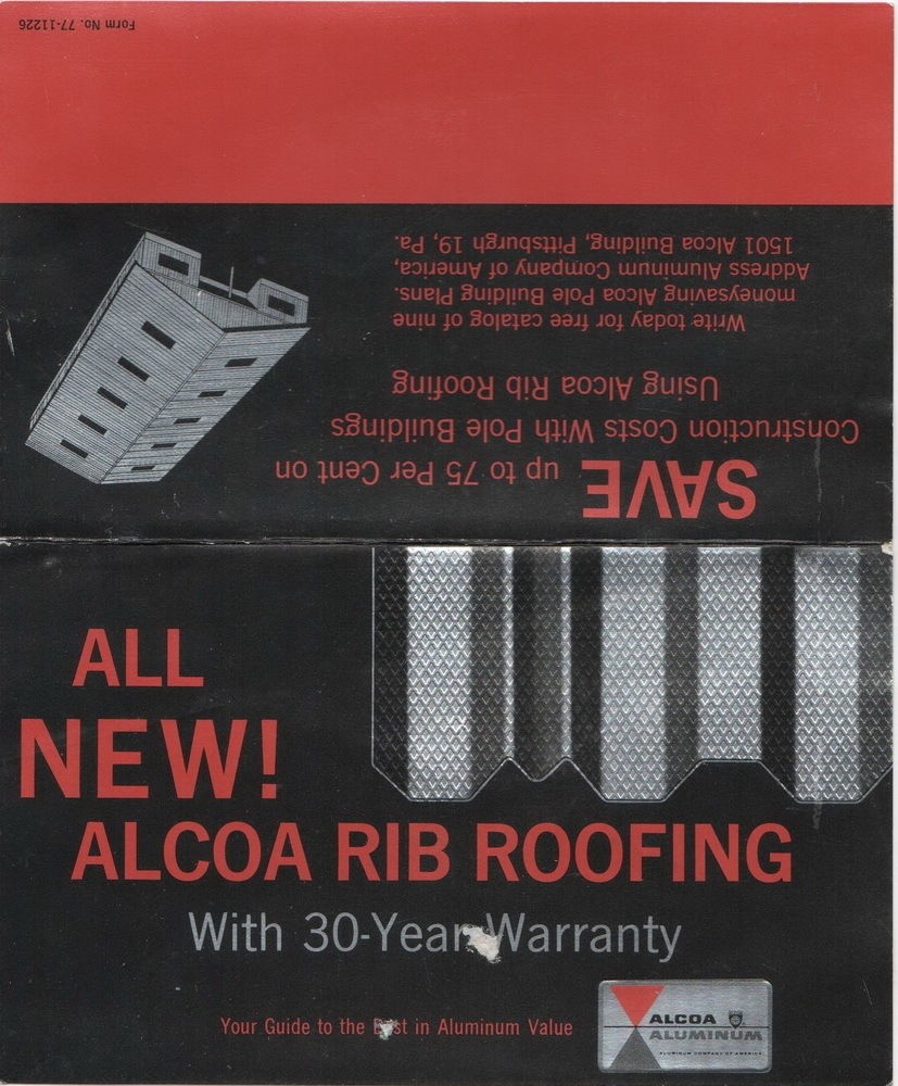 All New! Alcoa Rib Roofing Brochure Card, 1950’s