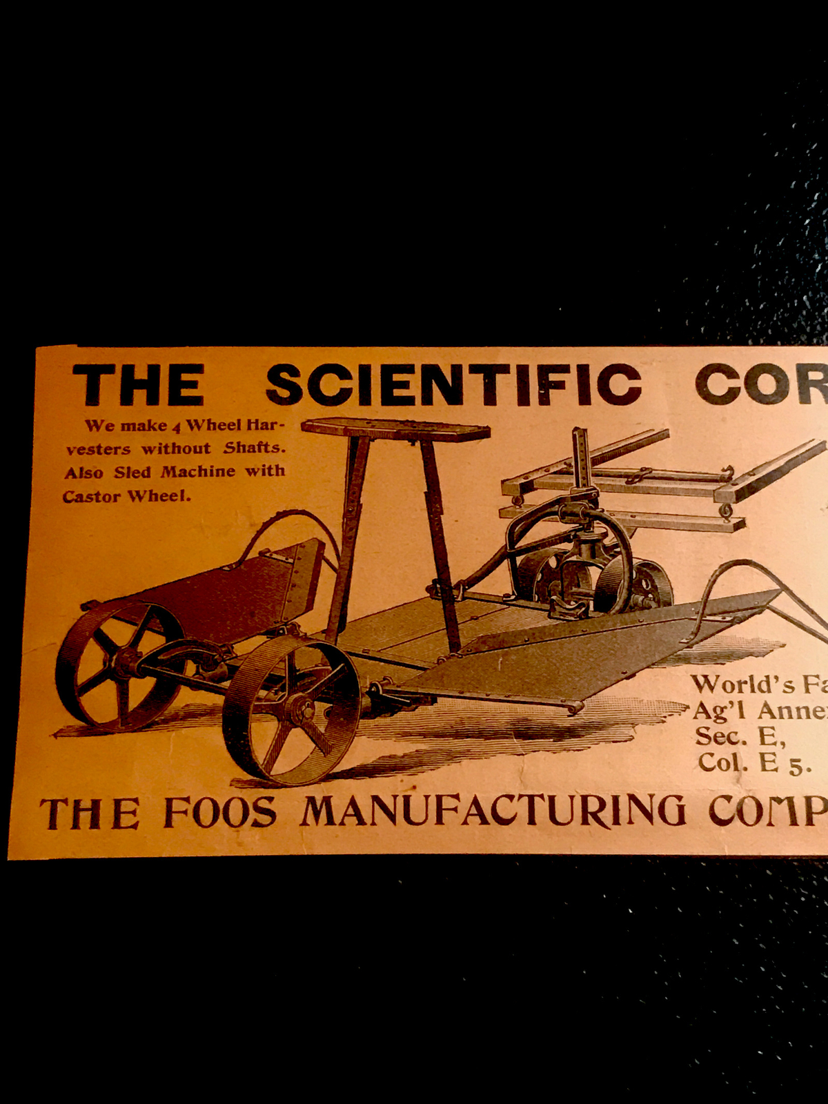 1893 Foos Corn Harvester Farm Engraving Advertising – Springfield – Ohio