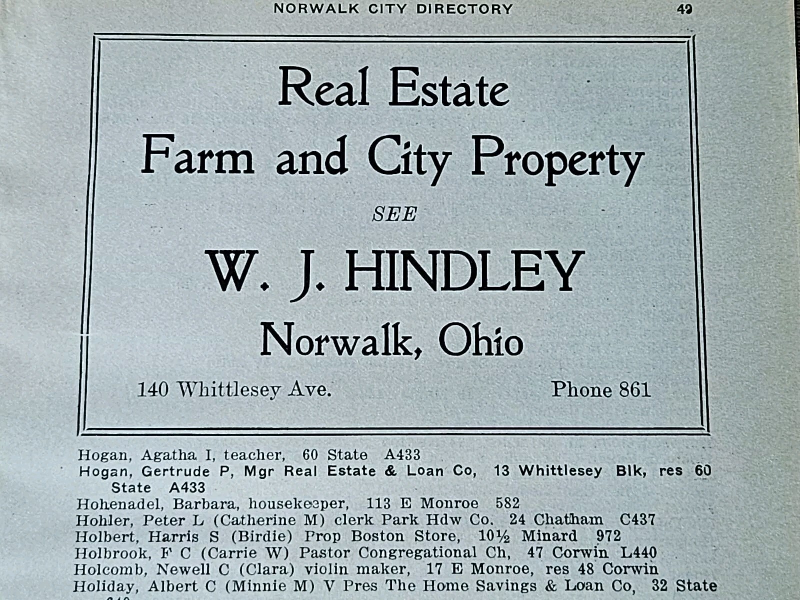 Antique Farm Real Estate Ad Hindley Acme Fence Iron 1922 Norwalk Cleveland Ohio