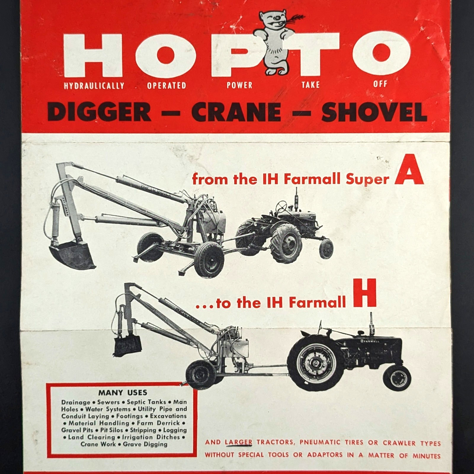 Vintage Badger Machine Company Brochure Hopto Digger Shovel Crane 1950s