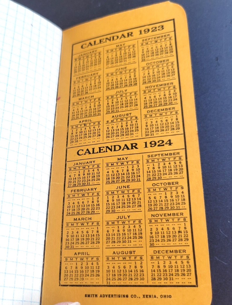 ANTIQUE BOWKER’S FERTILIZERS POCKET CALENDAR NOTEBOOK WITH 1923/1924 CALENDARS