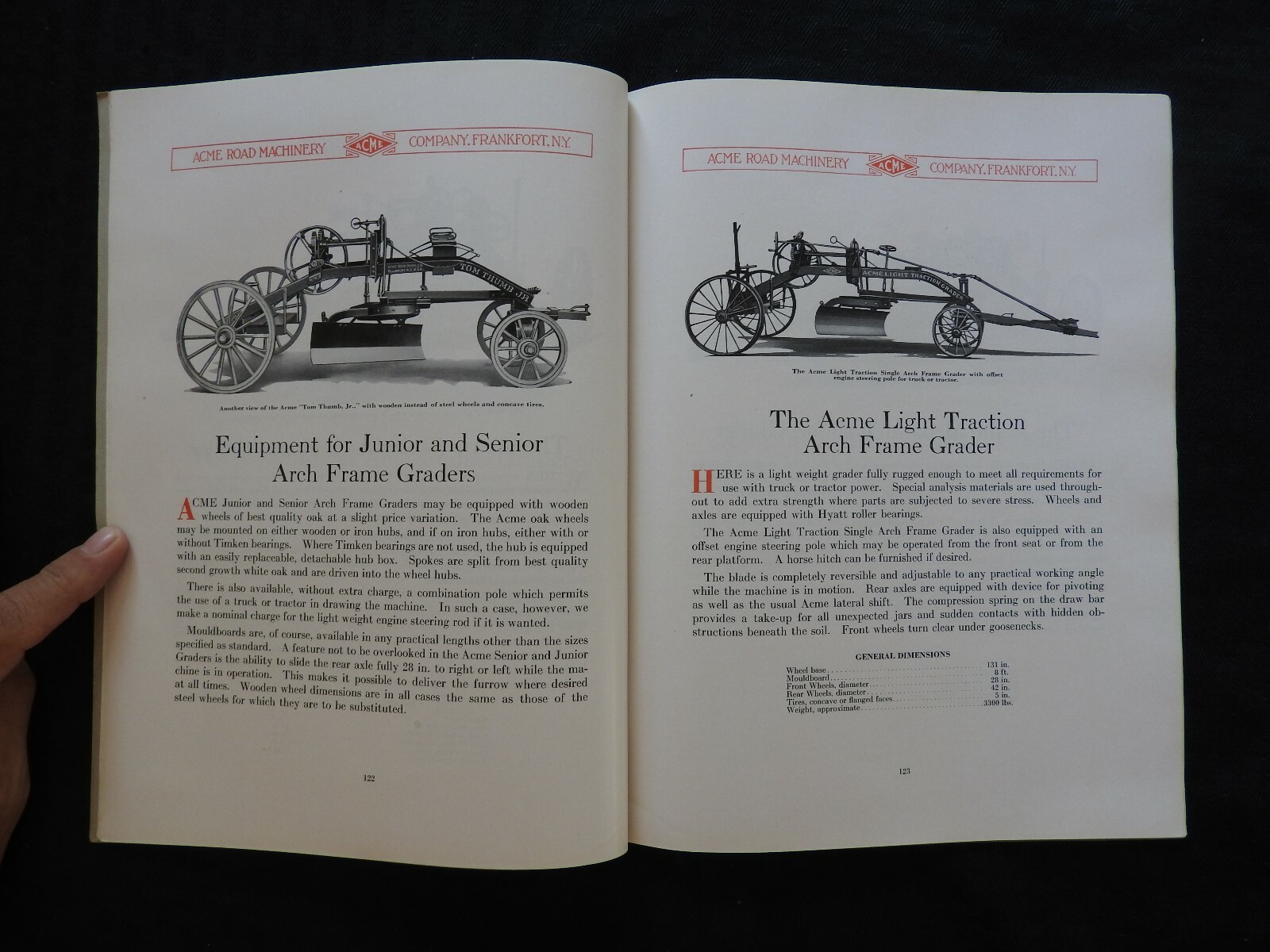 1927 ACME MACHINERY COMPANY “ROAD GRADERS” CATALOG BROCHURE TANKERS FRANKFORT NY