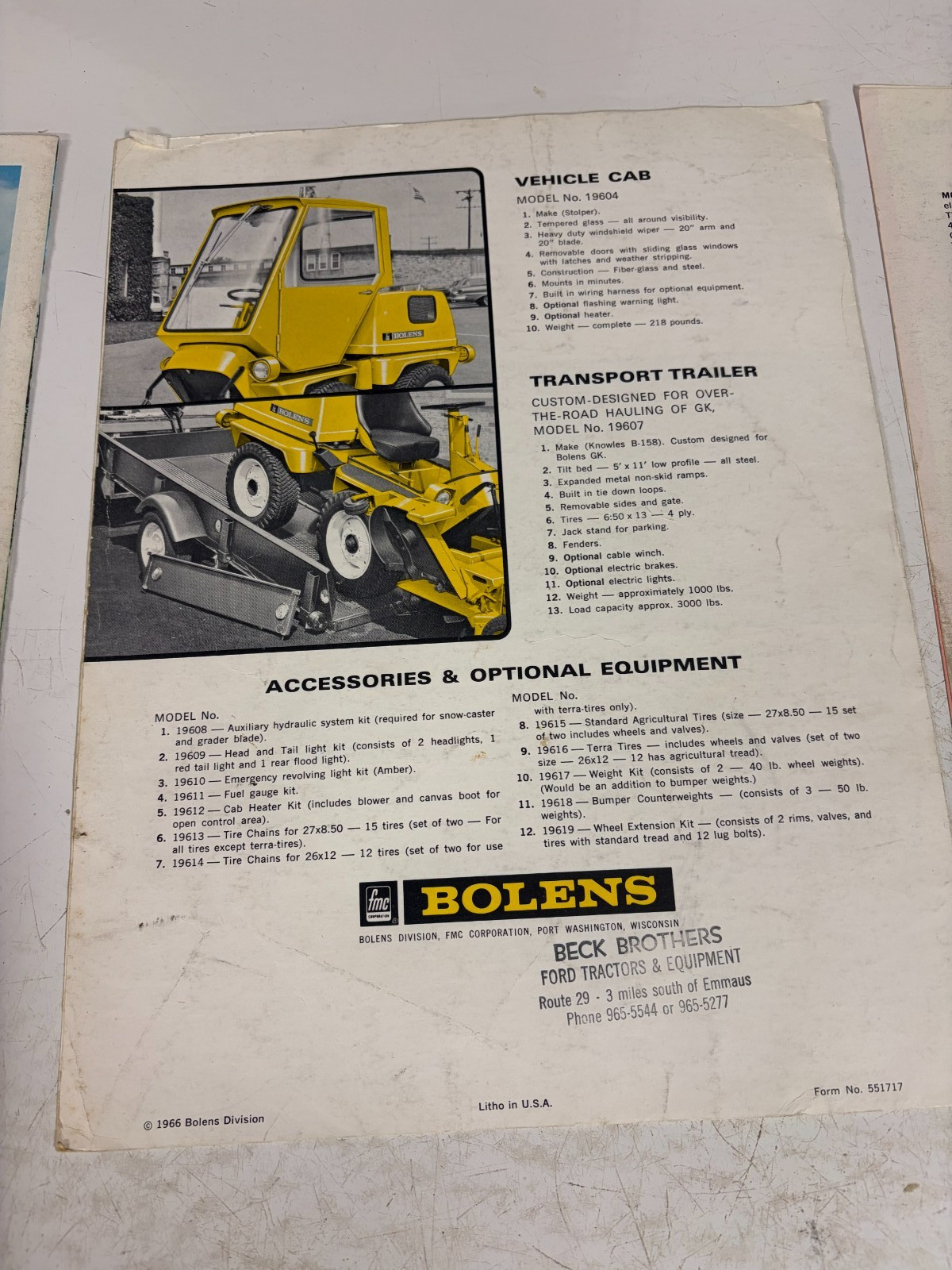 3 – Bolens and FMC Garden Tractor Dealers Sales Brochure Vintage 1970’s 1960’s