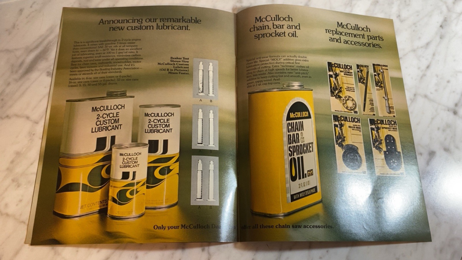 Vintage McCulloch Chains, Bars, Sprockets Advertising Brochure 1972
