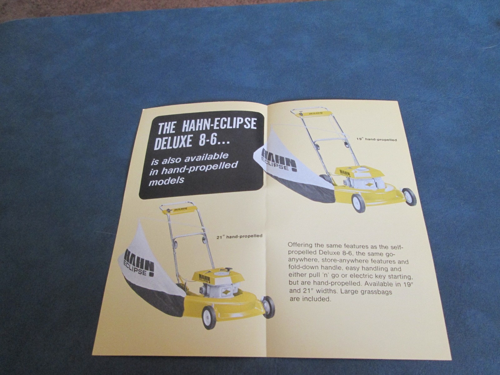 HAHN-ECLIPSE DELUXE 8-6 21″ POW-R-PRO MOWER BROCHURE *** VINTAGE ORIGINAL