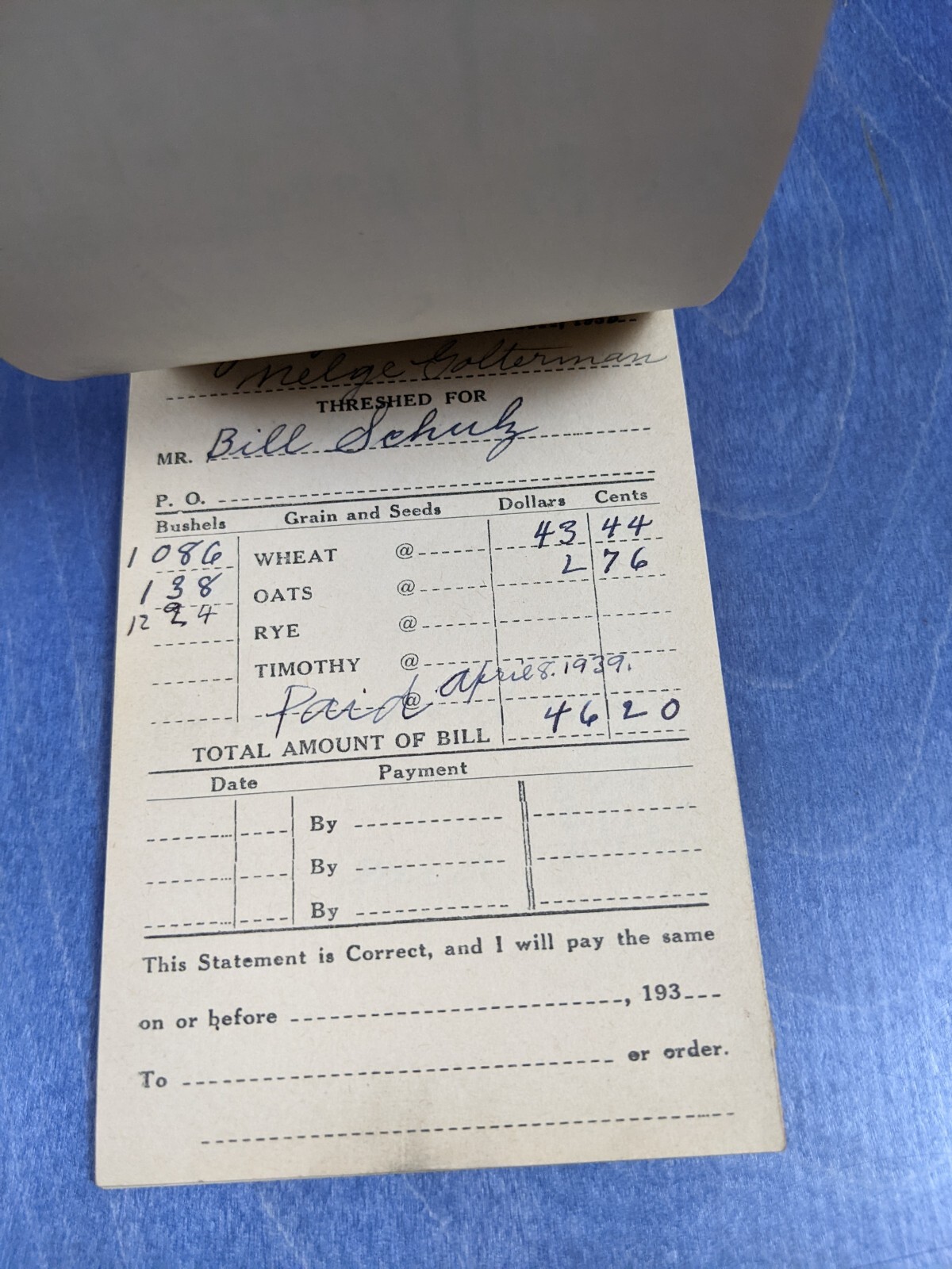 Hudson Hill & Co Black Canvas H-H Belt – Vintage 1938 Thresherman’s Account Book