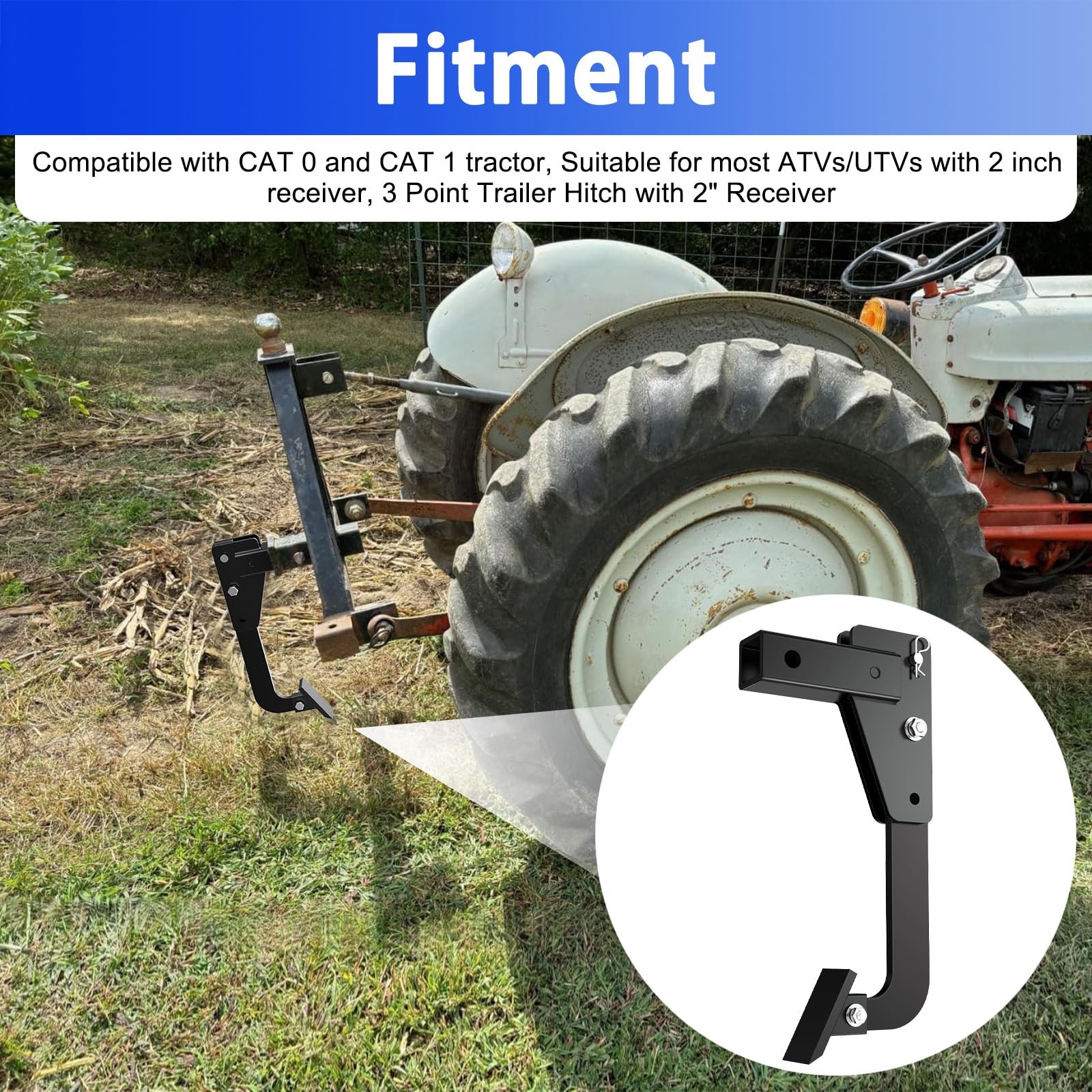 Hitch Mounted Ripper for ATV/UTV Tractor Lawn Mower Fit 2″ Receiver 3 Point H…