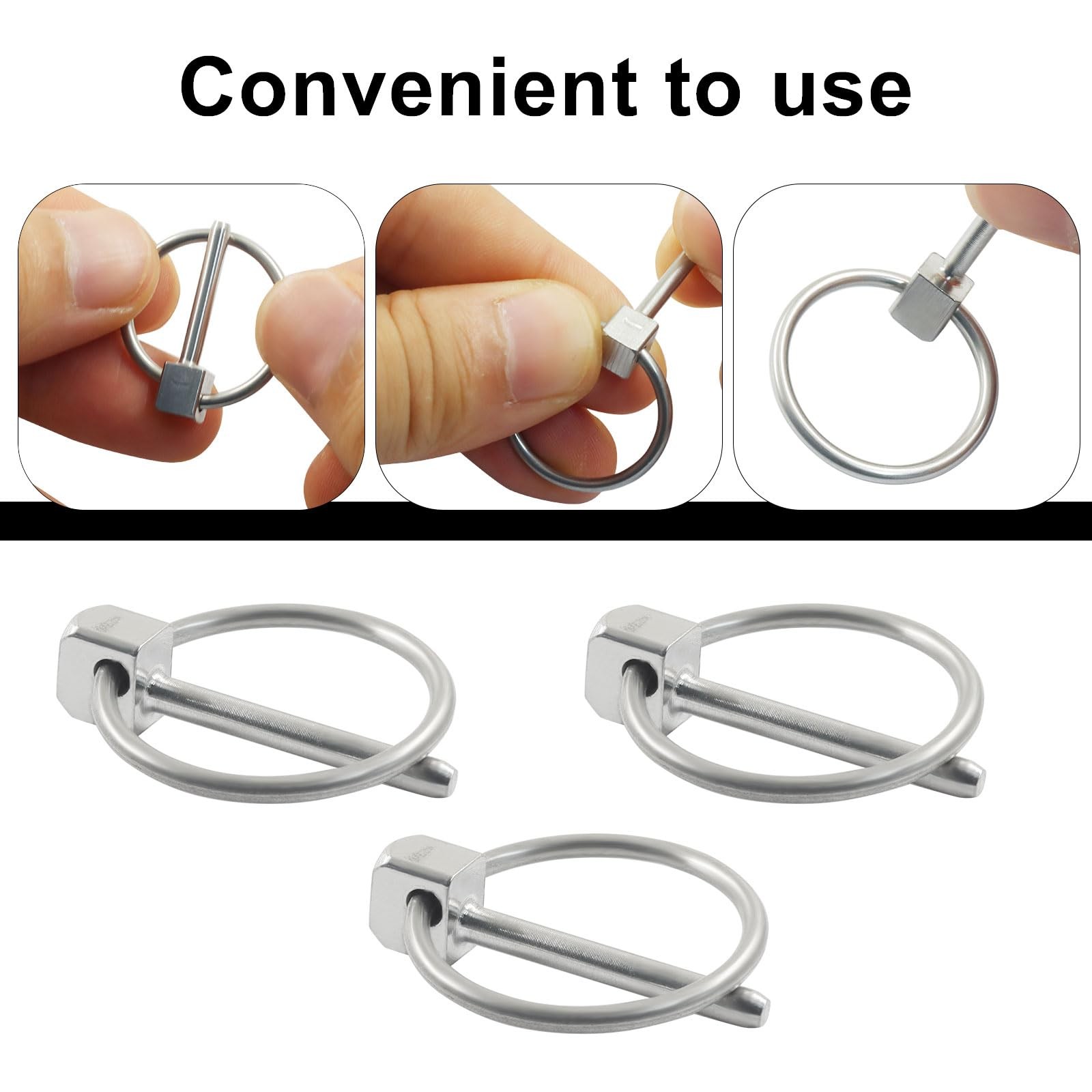 Aoserge 4 Pcs 304 Stainless Steel Linch Pin with Ring, 1/8″ x 1″ Heavy Duty L…