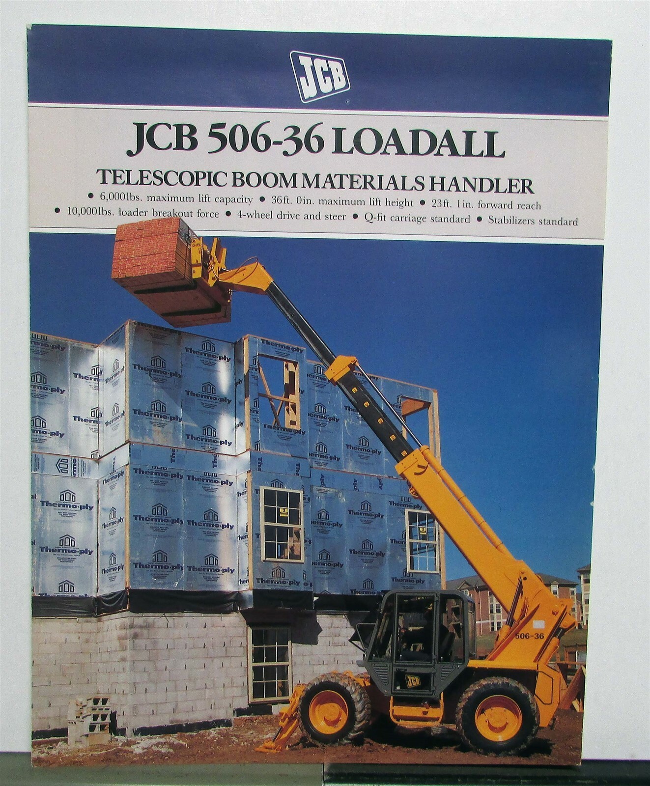 1990 JCB 506 36 Loadall Telescopic Boom Specification Construction Sale Brochure