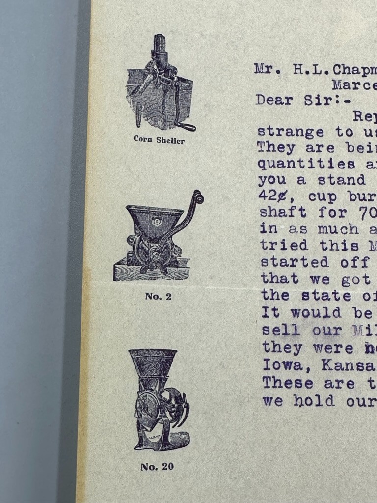 1915 RED CHIEF MILL Corn Sheller FARM Advertising Antique Letter LOUISVILLE KY