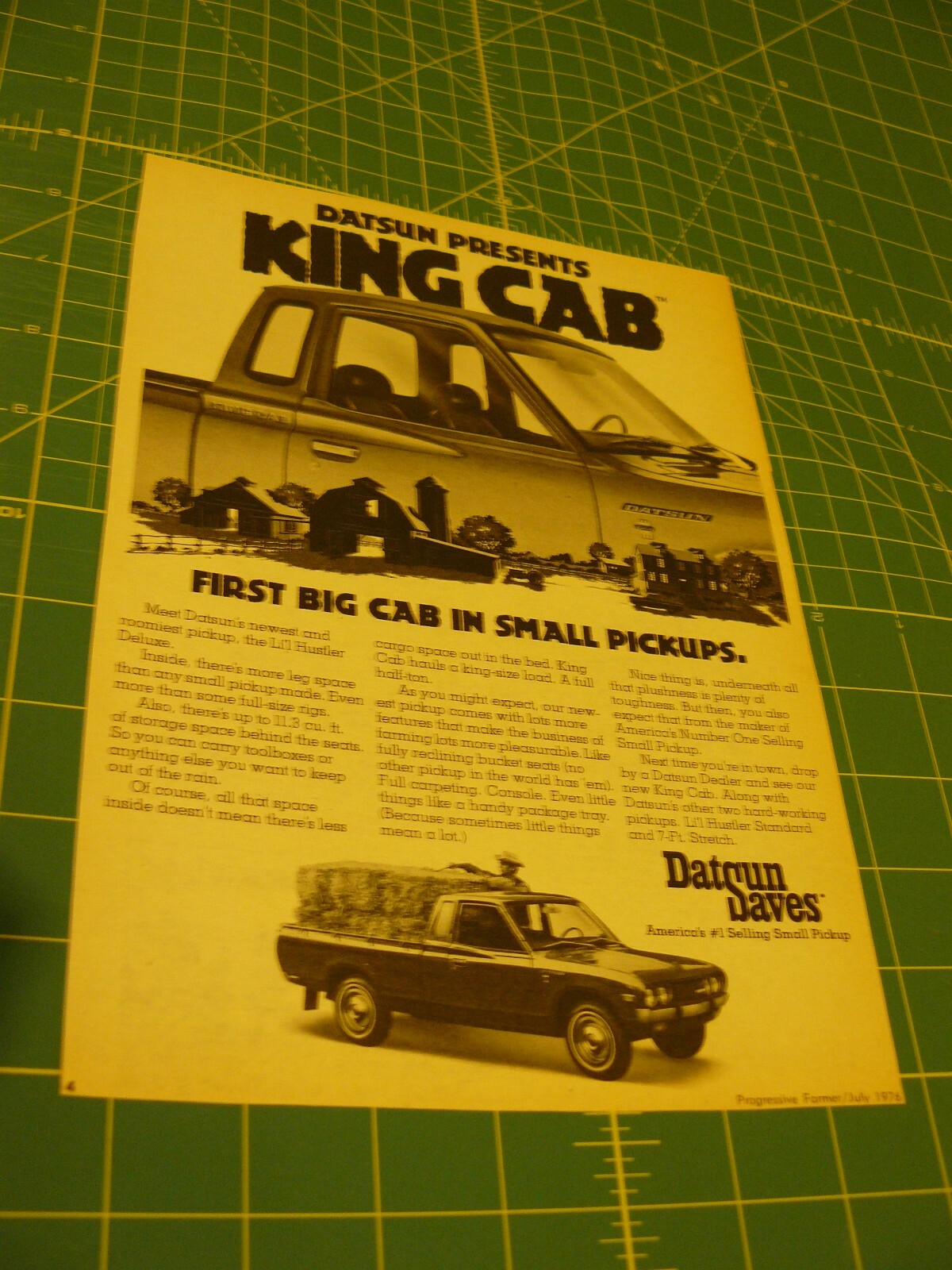 PROGRESSIVE FARMER -AD- JULY 1976 – KING CAB DATSUN