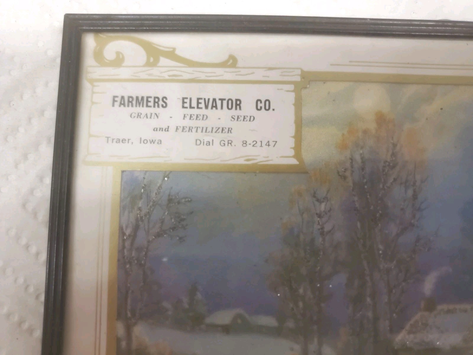 7″ X 5″ Framed Thermometer Farmers Elevator Traer Iowa 1960 Calendar Grain Feed