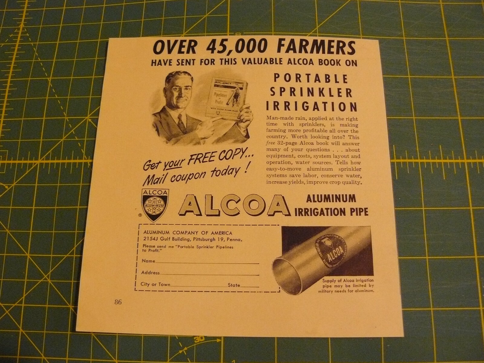The Farm Quarterly -ADS-WINTER 1951 ALCOA ALUMINUM IRRIGATION PIPE Pittsburgh PA