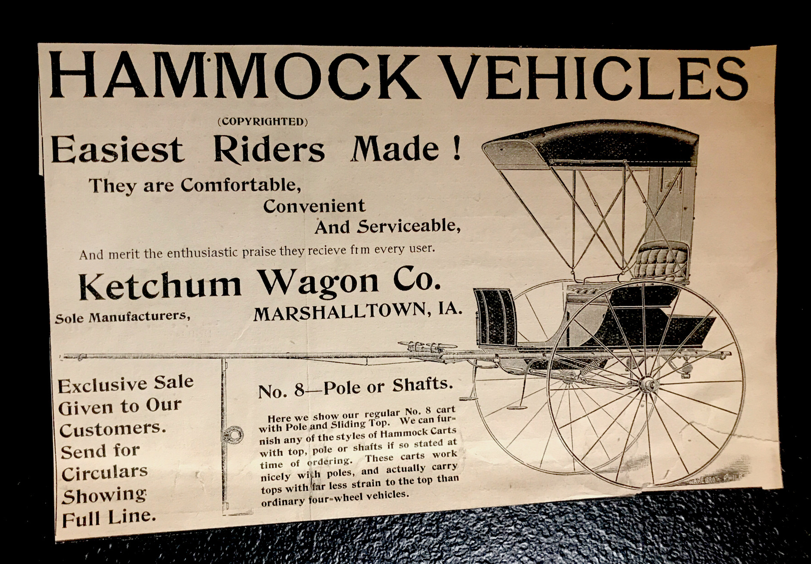 1893 Ketchum Wagon Co. Farm Engraving Advertising – Marshalltown – Iowa