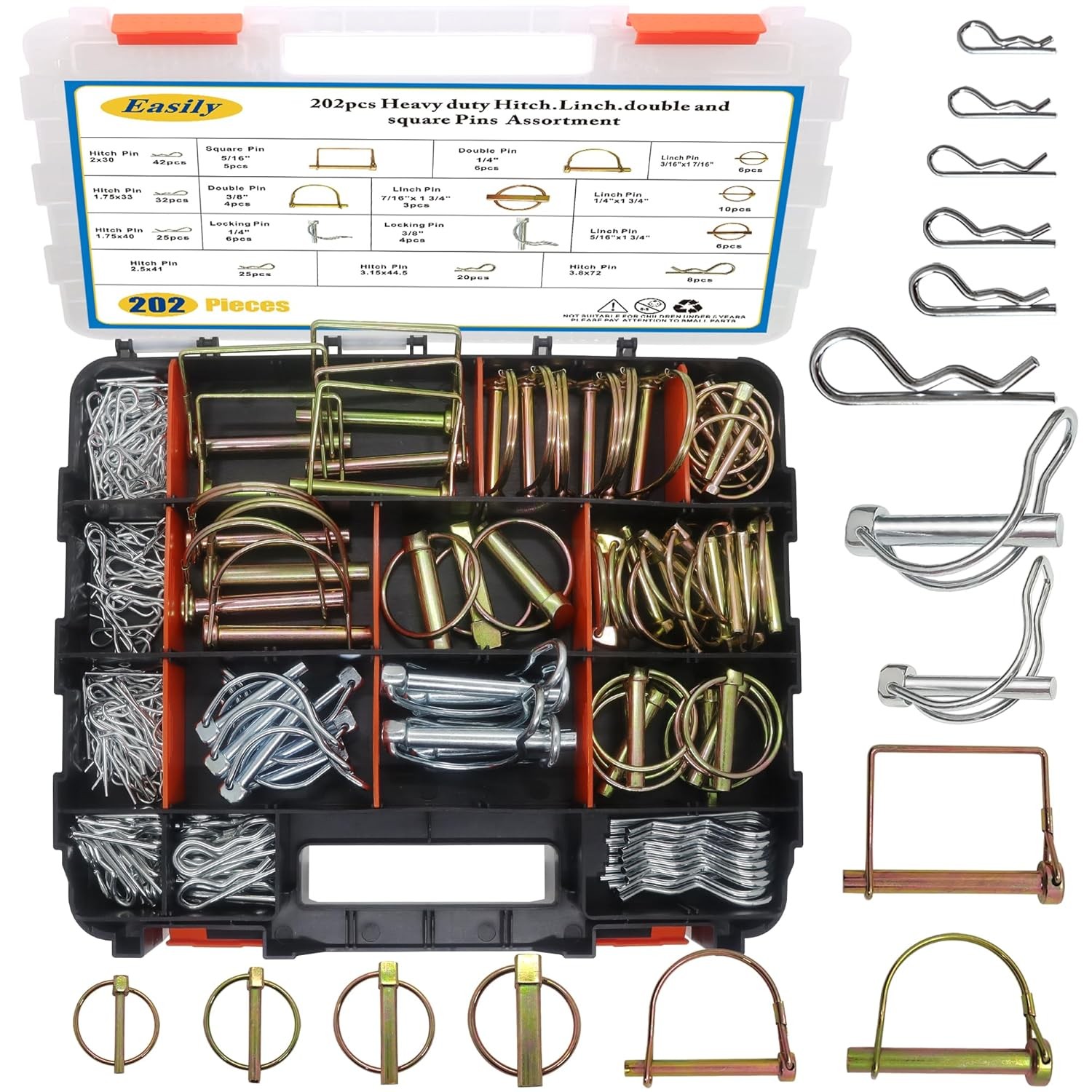 202 PCS Hitch Pins Clip Pins for Trailers Tractors