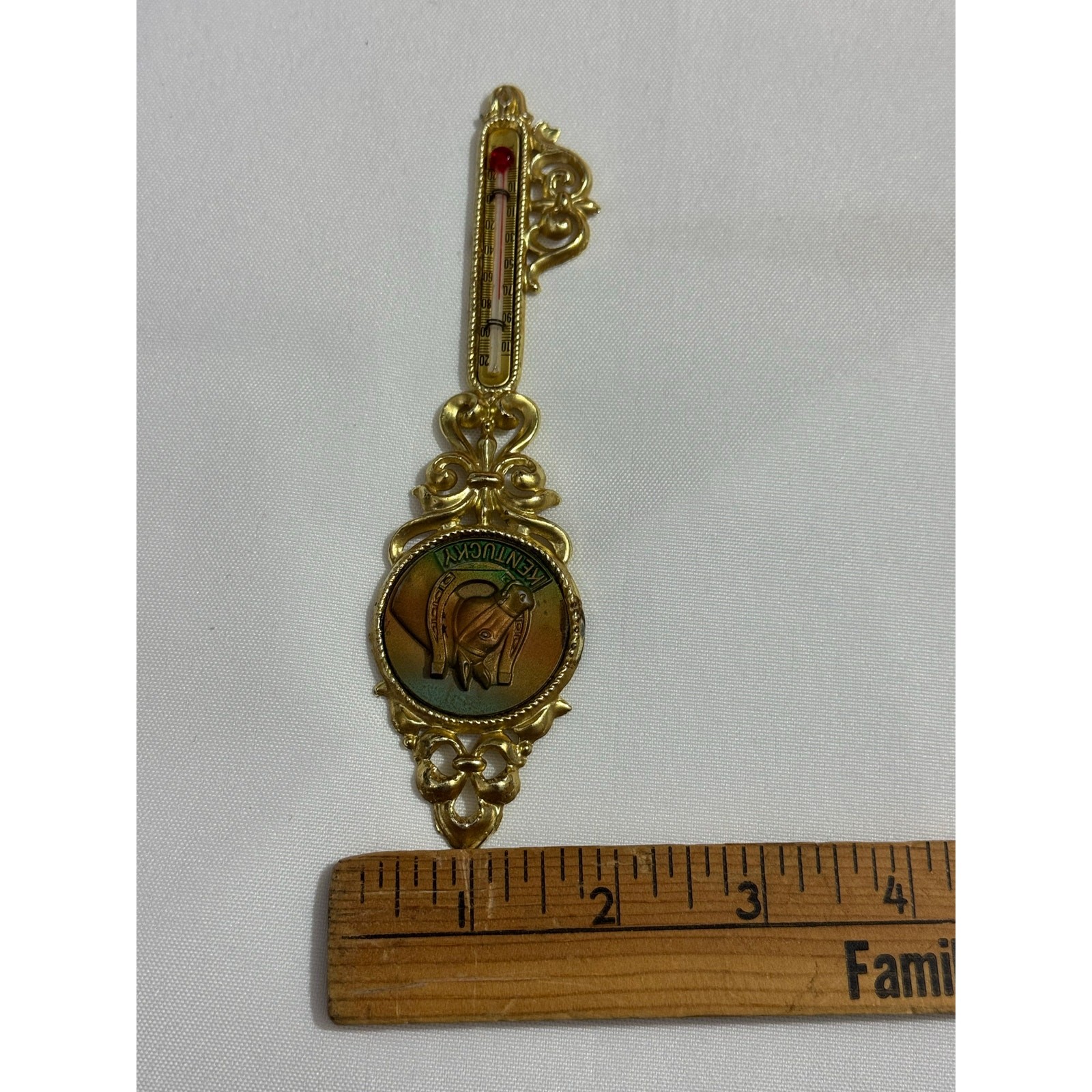VTG KENTUCKY Key Shaped Wall Thermometer Souvenir Wood 6′